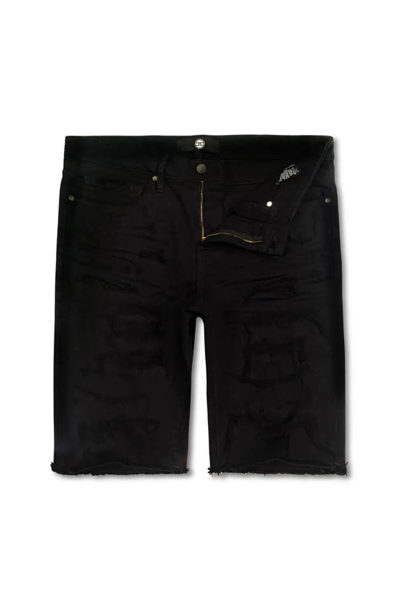 Men Twill Garment Dyed Denim Shorts (Jet Black)
