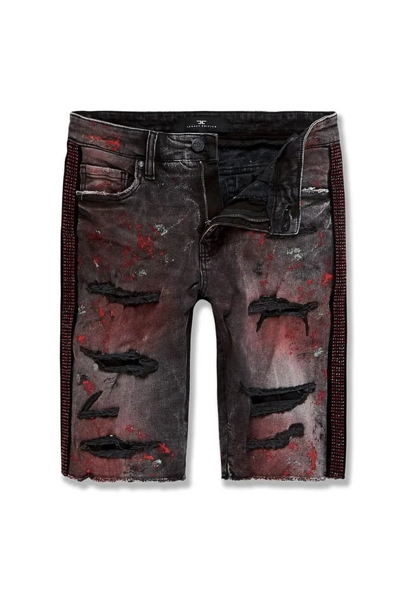 Men Vegas Striped Denim Shorts (Bred)