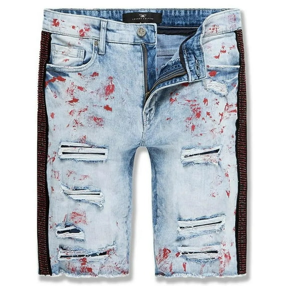Jordan Craig Men Vegas Striped Denim Shorts (Fire Red)
