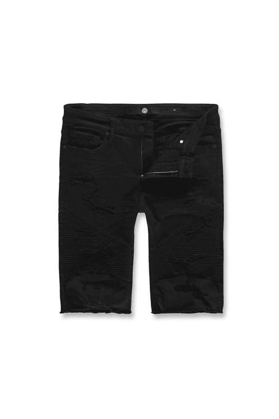 Men's Moto Ripped Shorts Jet Black j3194s-black