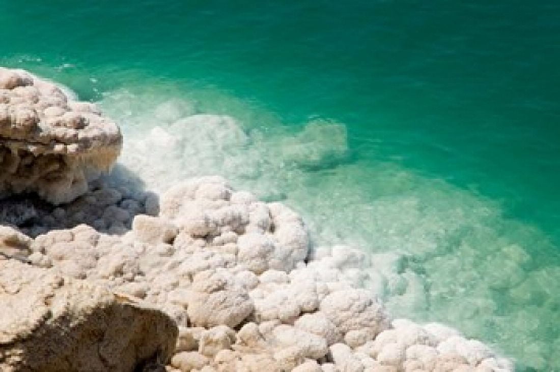 Jordan Dead Sea Salt on the sea shore Canvas Art - Aldo Pavan DanitaDelimont (22 x 15)