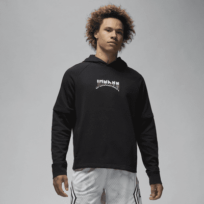 Jordan Dri-FIT Sport Men's Graphic Fleece Pullover Hoodie Color: Black/White/Sky J Teal Size: M