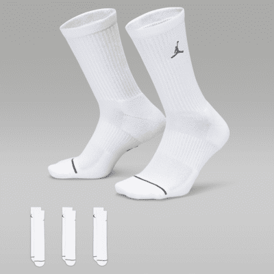 Jordan Everyday Crew Socks (3 pairs) Color: White/Black Size: S