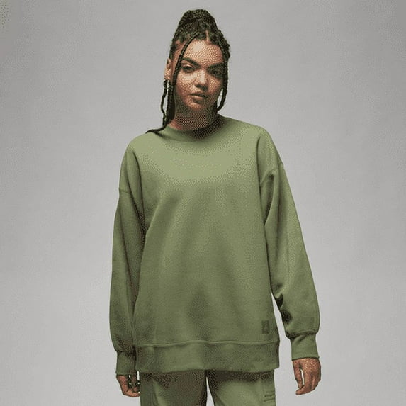 Jordan Flight Fleece Women's Crewneck Sweatshirt Color: Sky J Light Olive Size: XS
