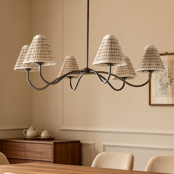Jordan Floral Pleated Fabric Chandelier – Large Ceiling Light with Adjustable Height for Dining Room, Living Room, Bedroom, Entryway