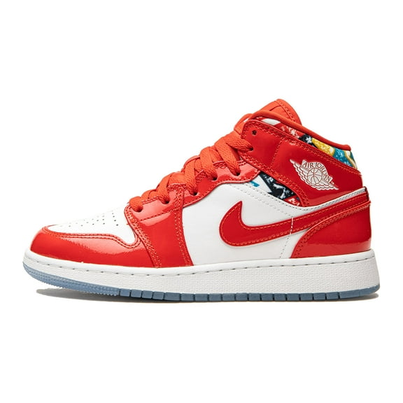 Jordan GRADE SCHOOL Air Jordan 1 Mid SE GS "Barcelona Sweater Red Patent" DC7248 600 from Stadium Goods