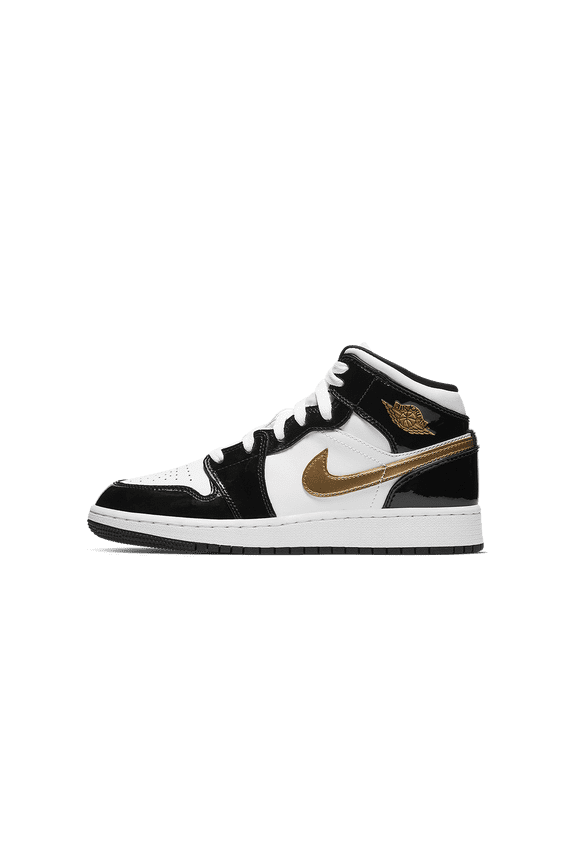 GRADE SCHOOL Air Jordan 1 Mid SE GS "Black Gold Patent Leather" BQ6931 007 from Stadium Goods
