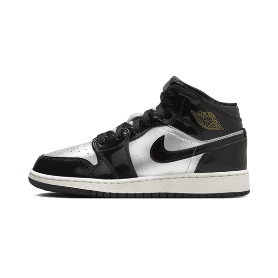 Jordan GRADE SCHOOL Jordan 1 Mid SE GS "Black Metallic Silver Sail Metallic Gold" FZ3938 001 from Stadium Goods