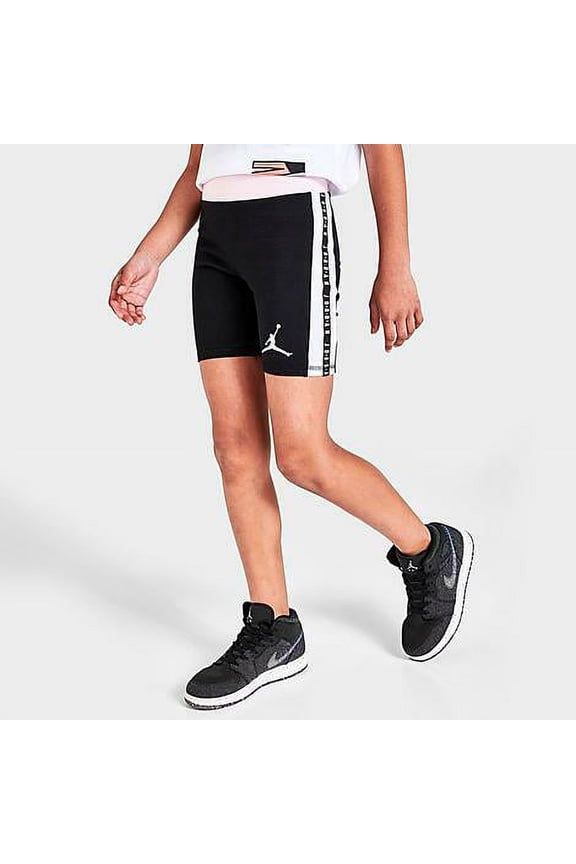 Jordan Girls' Tape Bike Shorts in Black Pink Size Large