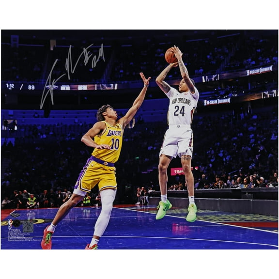 Jordan Hawkins New Orleans Pelicans Autographed 16" x 20" Shooting vs. Lakers Photograph - Fanatics Authentic Certified