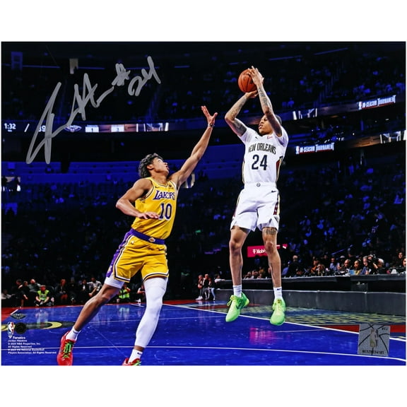 Jordan Hawkins New Orleans Pelicans Autographed 8" x 10" Shooting vs. Lakers Photograph - Fanatics Authentic Certified