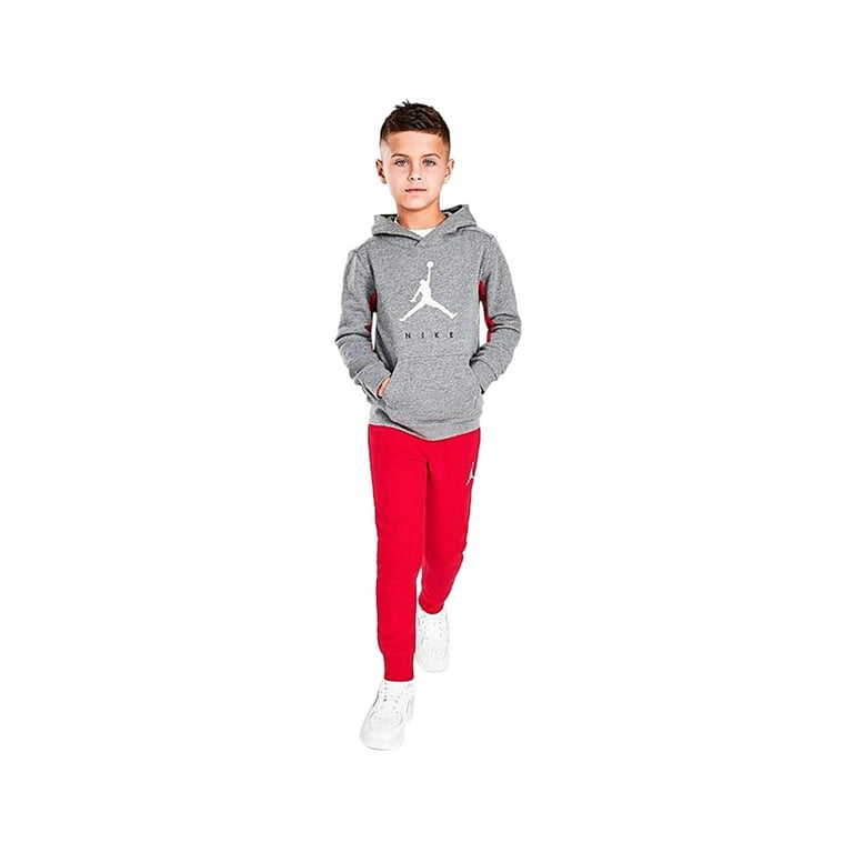 Jordan Boys Little Kids Jumpman by 3 Piece Hoodie T Shirt and Jogger Pants Set in Red Grey White Size 4 Cotton Fleece Jersey