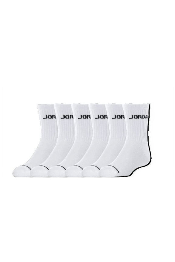 Jordan Jumpman Boys Cushioned Crew Socks 6 Pairs Kids Shoe Size 3-5 Years 7-9 Sock Size