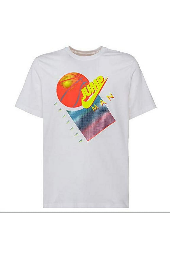 Jumpman Graphic Basketball T-Shirt Mens Knits & Tees Size Xxl, Color: White/Lemon Venom