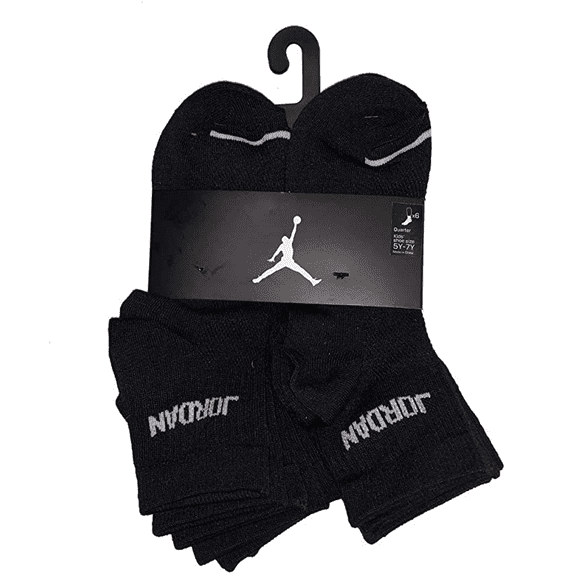 Jordan Jumpman Quarter 6 Pack Socks - Boys' Size 5Y-7Y/9-11 Sock Size