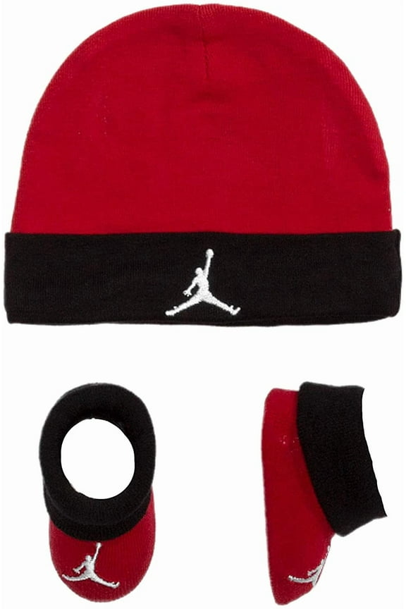 Jumpman Size 0-6M 2-Piece Hat and Bootie Set in Red