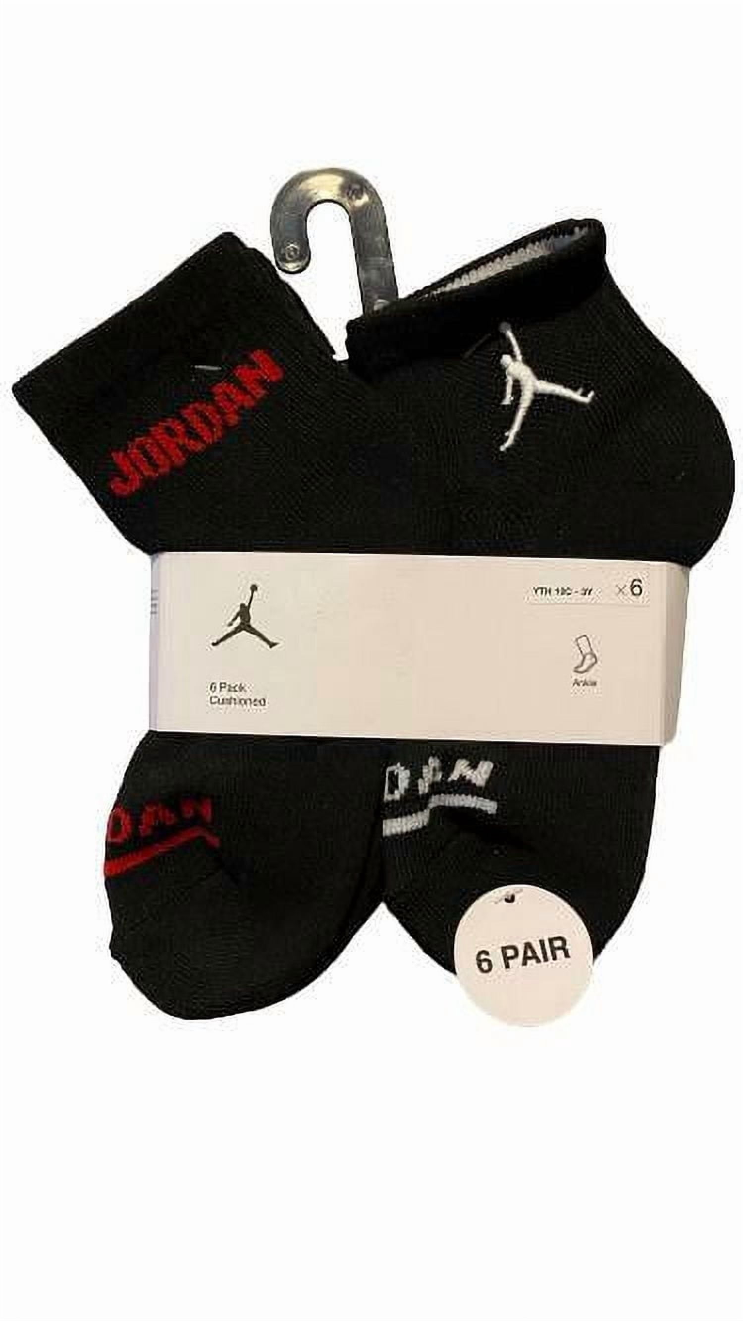 Jordan Jumpman Youth Black Cushioned Ankle Socks 6 Pack Size 10C-3Y