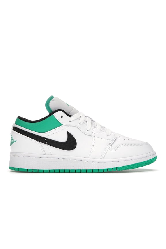 Kid's 1 Low White Lucky Green Tumbled Leather Shoes, from StockX
