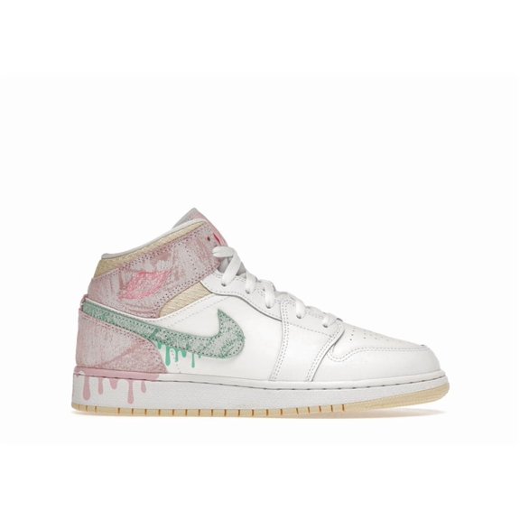 Jordan Kid's 1 Mid Paint Drip Basketball Shoes, from StockX