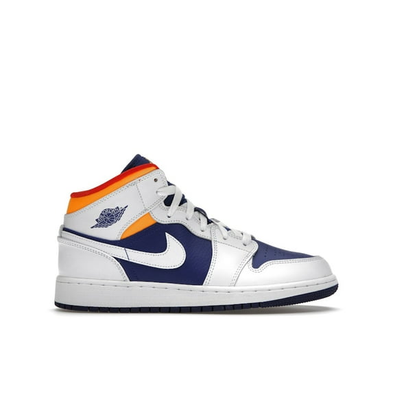 Jordan Kid's 1 Mid White Laser Orange Deep Royal Blue Shoes, from StockX