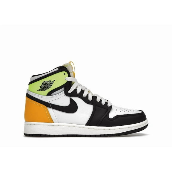 Jordan Kid's 1 Retro High White Black Volt University Gold Shoes, from StockX