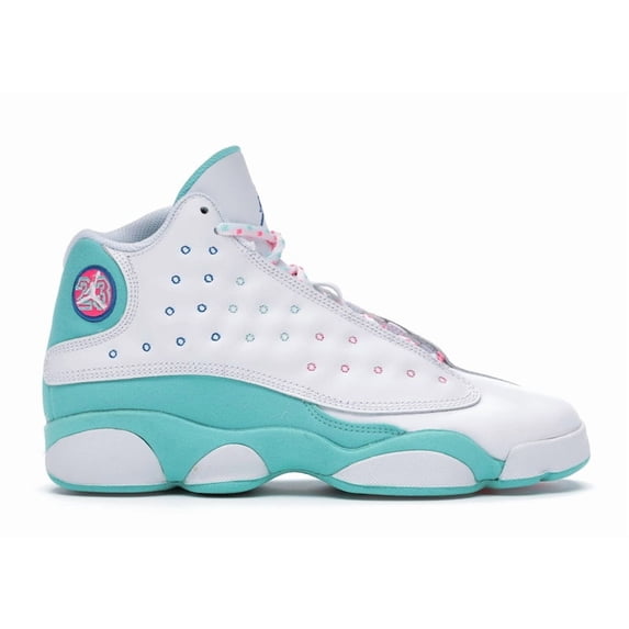 Jordan Kid's 13 Retro White Soar Green Pink Shoes, from StockX