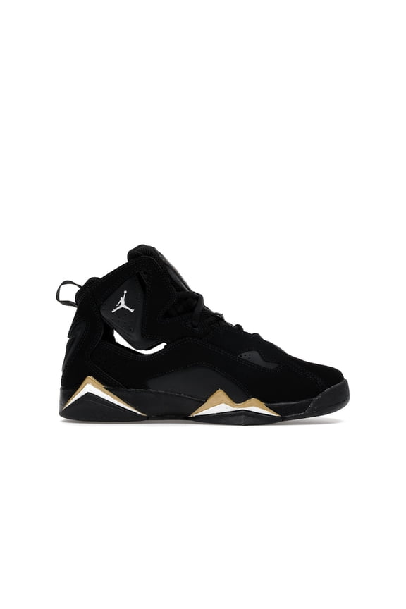 Kid's True Flight Black Metallic Gold White Shoes, from StockX