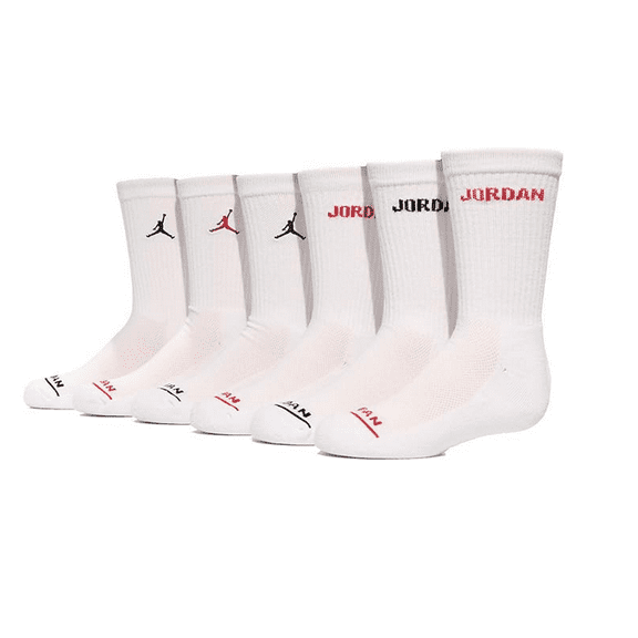 Jordan Kids Legend Crew 6-Pack (Big Kids) Shoe Size 5Y-7Y/Sock Size 9-11