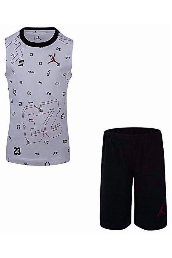 Little Boy's 2-Piece Sleeveless Tee Shirt & Shorts Set (Black, 4)