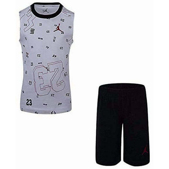 Jordan Little Boy's 2-Piece Sleeveless Tee Shirt & Shorts Set (Black, 5)