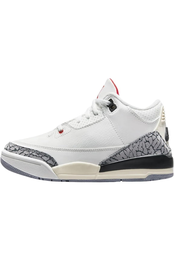 Little Kids 3 Retro Shoes, 13.5C, Summit White/ Fire Red