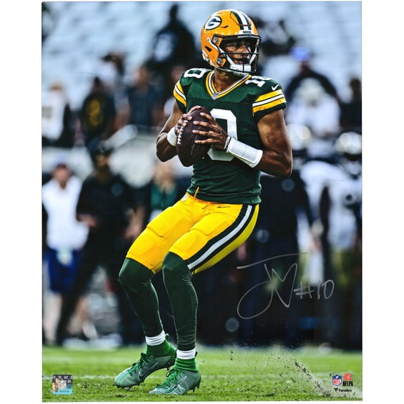 Jordan Love Green Bay Packers Autographed 16'' x 20'' Vertical Dropback Photograph
