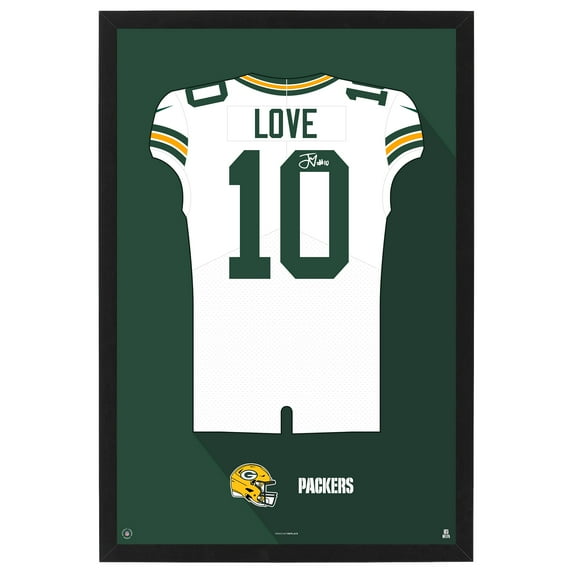 Jordan Love Green Bay Packers Away Jersey Framed Art Print