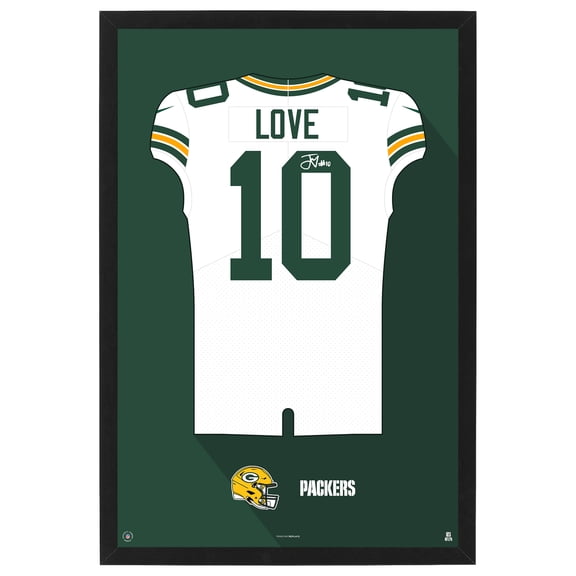 Jordan Love Green Bay Packers Away Jersey Framed Art Print