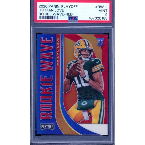 Jordan Love Rookie Card 2020 Panini Playoff Rookie Wave Red #RW11 PSA 9