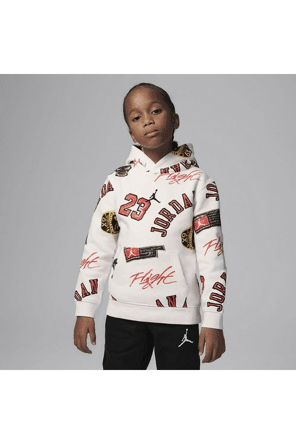 Jordan MJ Essentials Little Kids' Printed Pullover Hoodie Color: Sail Size: 6