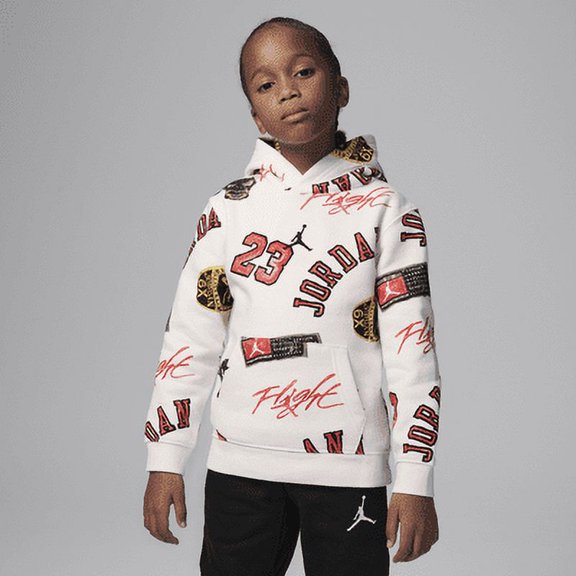 Jordan MJ Essentials Little Kids' Printed Pullover Hoodie Color: Sail Size: 6