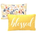 thumbnail image 1 of Jordan Manufacturing 12" x 16" Blessed Yellow Novelty and Harvest Cream Novelty Reversible Rectangular Outdoor Lumbar Throw Pillow with Welt, 1 of 11