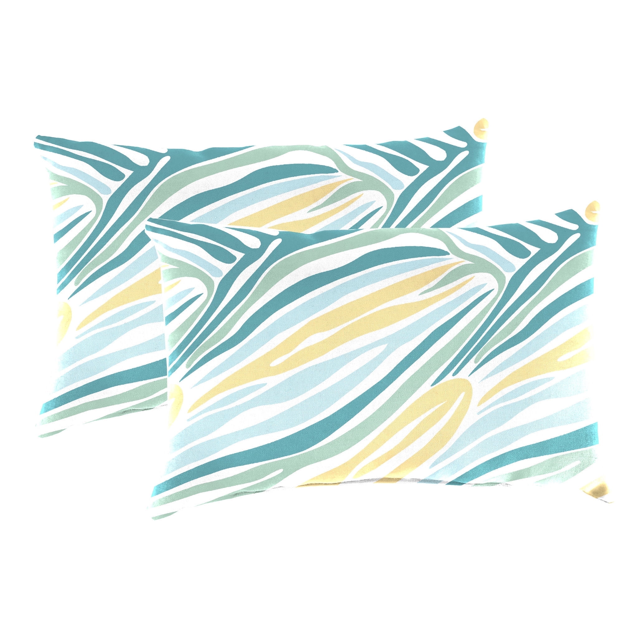 Jordan Manufacturing 12" x 16" Lilo Tapioca Multicolor Abstract Rectangular Outdoor Lumbar Throw Pillow (2 Pack)