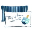thumbnail image 1 of Jordan Manufacturing 12" x 16" How We Roll Dreidel Hanukkah White Novelty and Navy Stripe Reversible Rectangular Outdoor Lumbar Throw Pillow with Welt (2 Pack), 1 of 13
