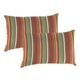 thumbnail image 1 of Jordan Manufacturing 12" x 18" Carter Autumn Maroon Stripe Rectangular Outdoor Lumbar Throw Pillow (2 Pack), 1 of 11