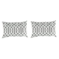 Jordan Manufacturing 12" x 18" Chauncey Pumice Gray Geometric Rectangular Outdoor Lumbar Throw Pillow (2 Pack)
