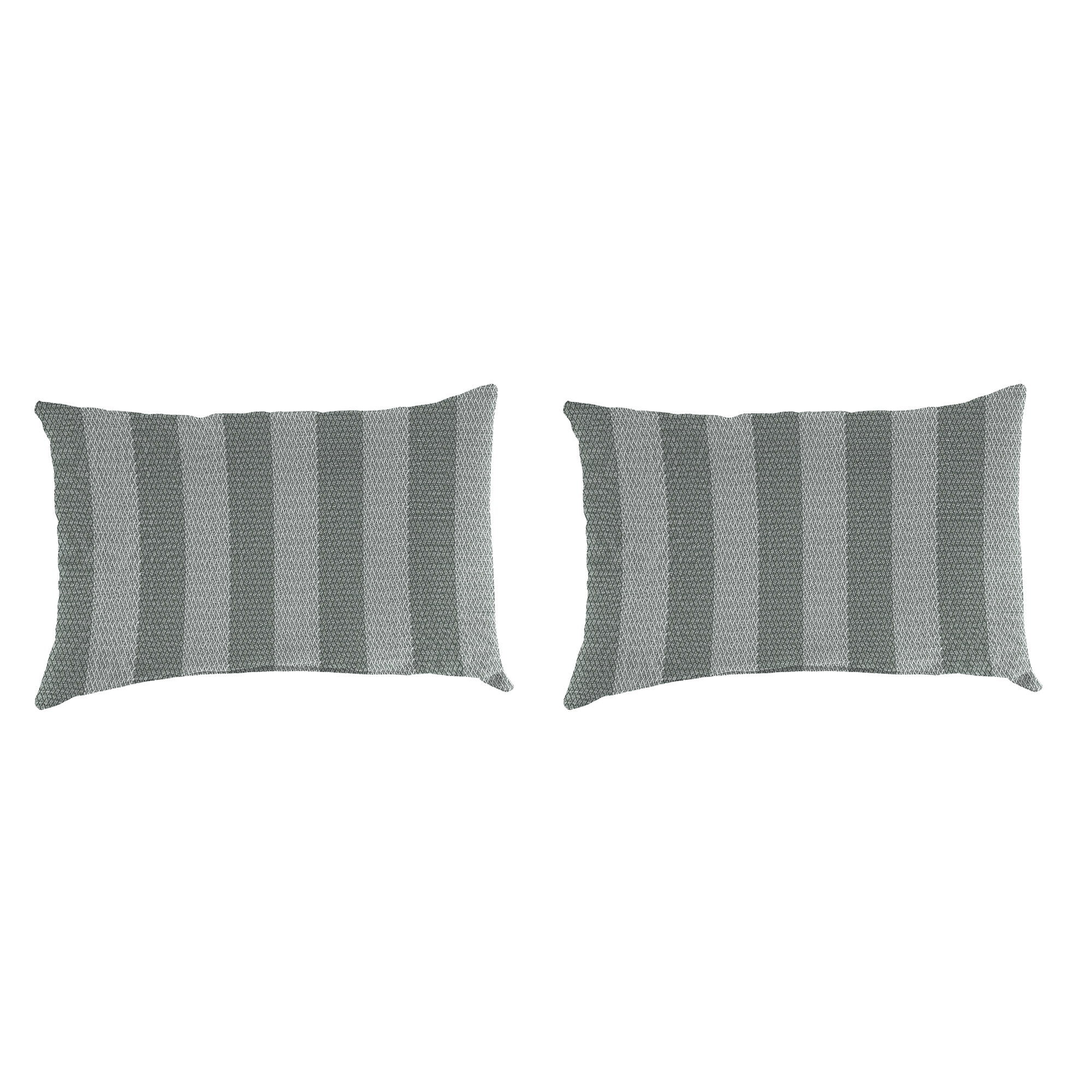 Jordan Manufacturing 12" x 18" Conway Smoke Grey Stripe Rectangular Outdoor Lumbar Throw Pillow (2 Pack)