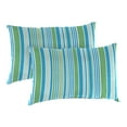 thumbnail image 1 of Jordan Manufacturing 12" x 18" Ferb Turquoise and Green Stripe Rectangular Outdoor Lumbar Throw Pillow (2 Pack), 1 of 10