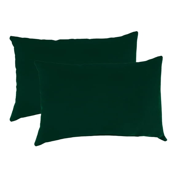 Jordan Manufacturing 12" x 18" Forest Green Solid Rectangular Outdoor Lumbar Throw Pillow (2 Pack)