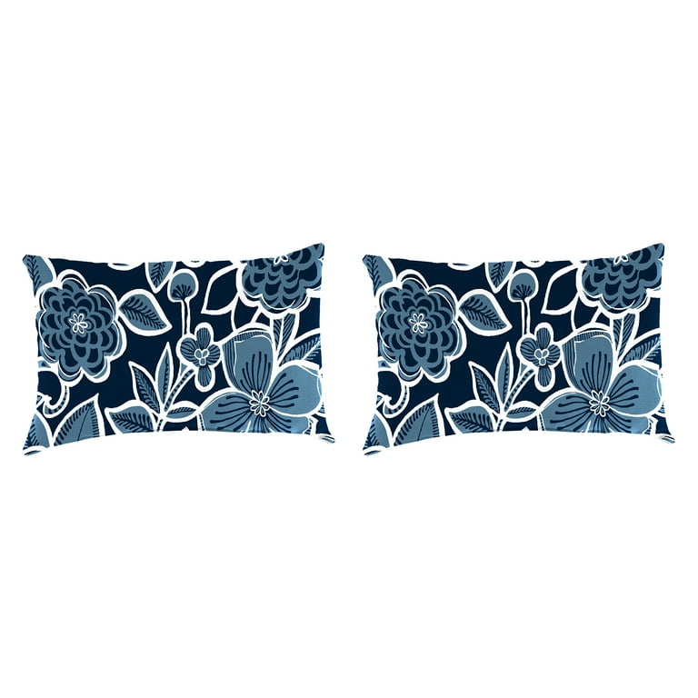 Jordan Manufacturing Outdoor Square Toss Pillows, Halsey Navy, 18 Jordan Manufacturing Outdoor Square Toss Pillows, Halsey Navy, 18