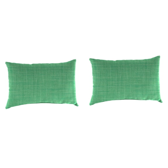 Jordan Manufacturing 12" x 18" Harlow Dill Green Solid Rectangular Outdoor Lumbar Throw Pillow (2 Pack)