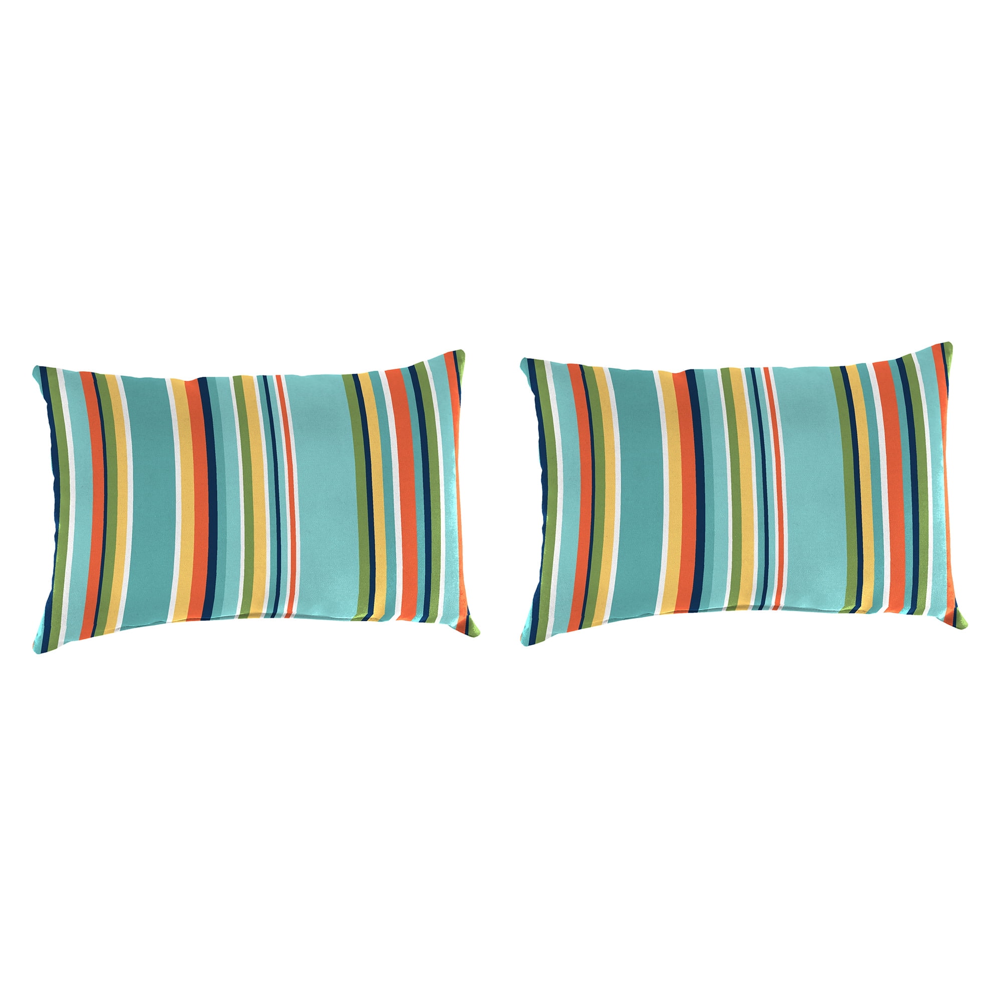 Jordan Manufacturing 12" x 18" Mamba Pelican Turquoise Stripe Rectangular Outdoor Lumbar Throw Pillow (2 Pack)