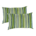 thumbnail image 1 of Jordan Manufacturing 12" x 18" Mateo Asparagus Green Stripe Rectangular Outdoor Lumbar Throw Pillow (2 Pack), 1 of 12