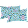 thumbnail image 1 of Jordan Manufacturing 12" x 18" Medlo Island Teal Medallion Rectangular Outdoor Lumbar Throw Pillow (2 Pack), 1 of 11